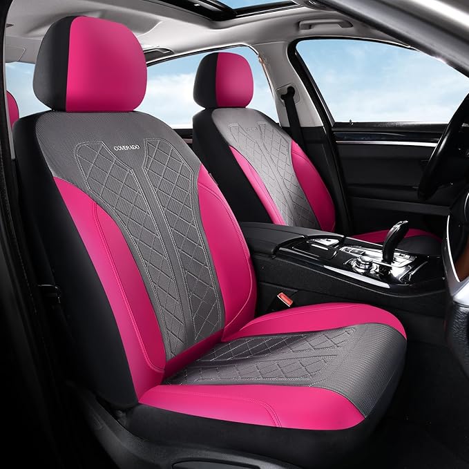 Coverado Car Seat Covers 2-Pack, Luxury Front Seat Covers, Automotive Car Seat Protectors, Pink Seat Covers Universal Fit for