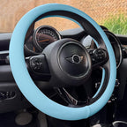 PINCTROT Large Size Nappa Leather Steering Wheel Cover, Slim Fit No Bulk Design, One Piece Leather with Breathable Perforatio