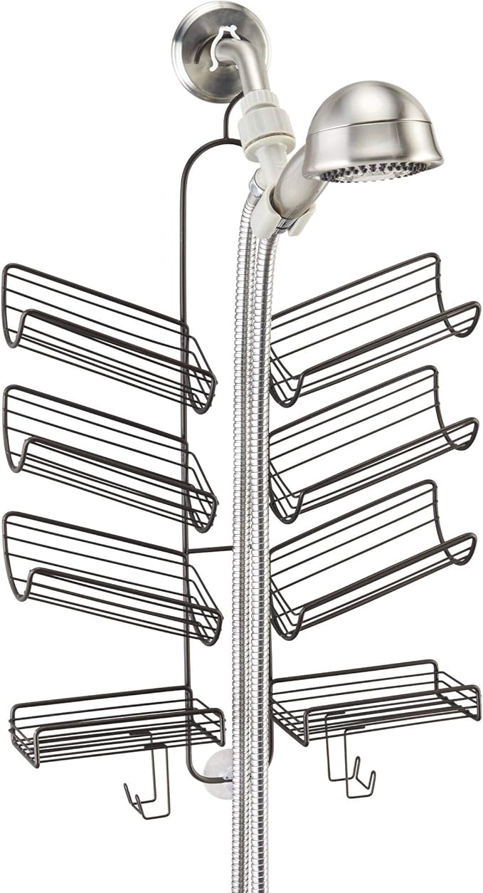 iDesign Verona Metal Hanging Bathroom Caddy for Handheld Shower Hose, Extra Space for Shampoo, Conditioner, Soap, Razors, Loo