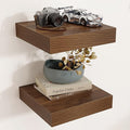 Square Floating Shelves for Wall, 12" W x 12" D x 2" H, 2 Pack, Small Wall Mounted Engineered Wood Shelves with Invisible Bra