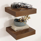 Square Floating Shelves for Wall, 12" W x 12" D x 2" H, 2 Pack, Small Wall Mounted Engineered Wood Shelves with Invisible Bra