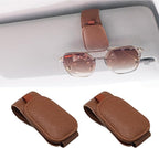 Yuoyar 2 Packs Magnetic Sunglass Holder for Car Visor - Universal Sunglasses Clip for Different Size Eyeglasses - Convenient Interior Car Accessories (Brown)