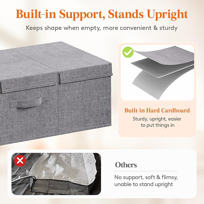 Lifewit 80L Under Bed Storage Containers, 9.8 Inch Tall Underbed Clothes Storage Organizer Bin with Sturdy Sidewalls, Bottom,