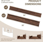 Fun Memories Picture Ledge Shelf - 30 Inches Floating Shelves Set of 4 - Floating Shelves with Lip for Storage - Wood Bookshe
