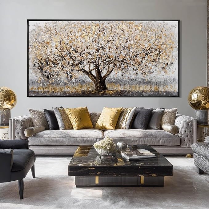 Brown and White Framed Wall Art Floral Wall Prints Botanical Wall Decor Nature Wall Posters 24"x48" Pictures for Bedroom Kitc