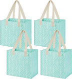 VENO 4 Pack Reusable Grocery Shopping Bags, Heavy-Duty Tote Bags with Handles, for Shopping Cart with Hard Bottom to Stand Upright, Foldable (Evergreen, 4 Pack)