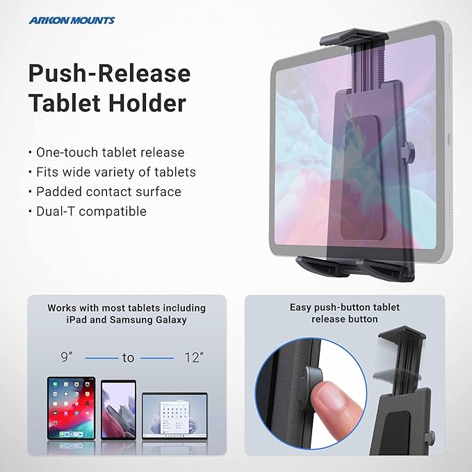 ARKON Mounts -Tablet And Keyboard Tray Combo Car Mount | Tablet Holder For Car | Professional-Grade Durability | Easy Installation | Keyboard Tray | Fits iPad and Samsung Tablets