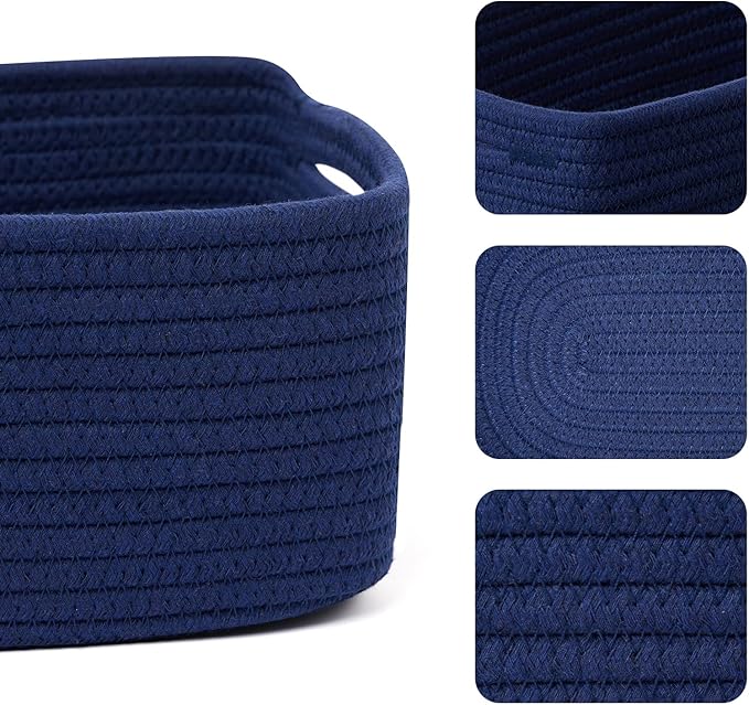 MiniArk Small Storage Baskets for Organizing | Closet Organizer Bins | Shelf Toy Basket | Woven Rope Baskets | Cube Decorativ