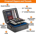 ENGPOW Fireproof Document Box, Hard Case File Box with Fireproof Zipper＆Lock, 6400°F Heat Insulated Fire and Water Resistant 