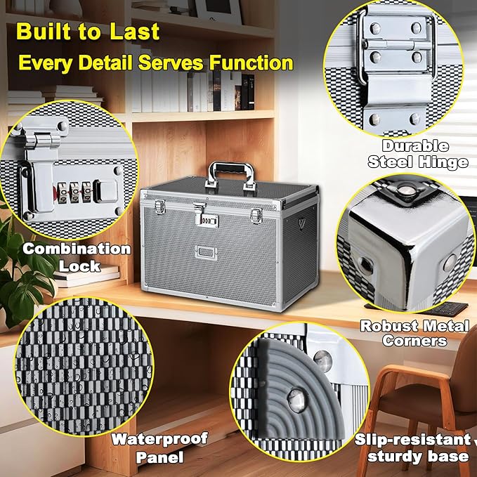 File Storage Cabinet File Organizer Document Organizer File Box in Office and Home with Combination Lock with 20 Legal Size H