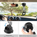 PULUZ Car Suction Cup Mount 360° Rotation Windshield & Window Camera Bracket for GoPro Hero 11 10 9 8 7 Insta360 X3 DJI Action Camera Accessories with Phone Holder with 1/4 Thread
