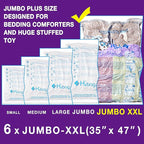 XXL Jumbo 47''X35'' Vacuum Storage Space Saver Bags Extra Large for Blanket, Bedding, Comforters and Huge Stuffed Toy (6 Pack