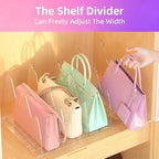 ANTOWIN 2 Pack Clear Purse Organizers for Closet, Adjustable Shelf Divider, Handbag Separators Storage Organizer, Shelf Divid