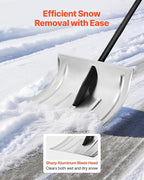 VEVOR Snow Shovel for Driveway, 16 in Wide Aluminum Alloy Snow Shovel, Non Slip Grip, Large Capacity Snowplow Shovels, Detachable & Lightweight Snows Removal Tool for Garden Car Camping Outdoors