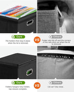 Oterri 1 Pack File Organizer Boxes with Lids, File Box with Mesh Pockets, Document Organizer Box for File Folders Letter Size