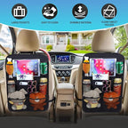 TCJJ Car Backseat Organizers with 10" Touch Screen Tablet Holder&9 Storage Pockets,Back Seat Organizer for Kids Waterproof Car Seat Organizer,Black/2 Pack