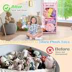GLDZI Stuffed Animal Storage Zoo, Wooden Stuffed Animal Organizer with Elastic Cords for Boys Girls, Space Saving Toy Plushie
