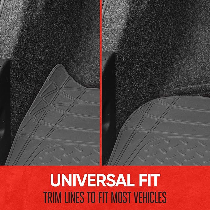 Motor Trend FlexTough Defender Floor Mats for Cars & TrunkShield Trunk Mat Set, Next-Gen Deep Dish Heavy Duty All Weather, Rubber Car Floor Mat Set for Auto Truck Van SUV