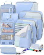 8 Set Packing Cubes for Travel, Gifts for Women Mom,Anti-Tearing Suitcase Organizer for Luggage with Shoe & Hanging Toiletry 