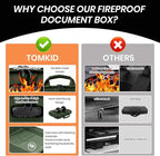 Fireproof Document Box, Hard Case Fireproof File Organizer Box with Lock and 13 Pocket Accordion File Folder, Portable Safe B