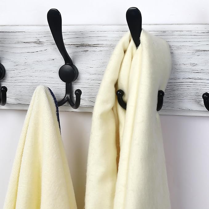 Dseap Coat Rack Wall - Heavy-Duty 38-1/4" Long, with Reinforced 10 Custom Tri-Hooks, Solid Wood Wall Hanger for Coats Hat Jac