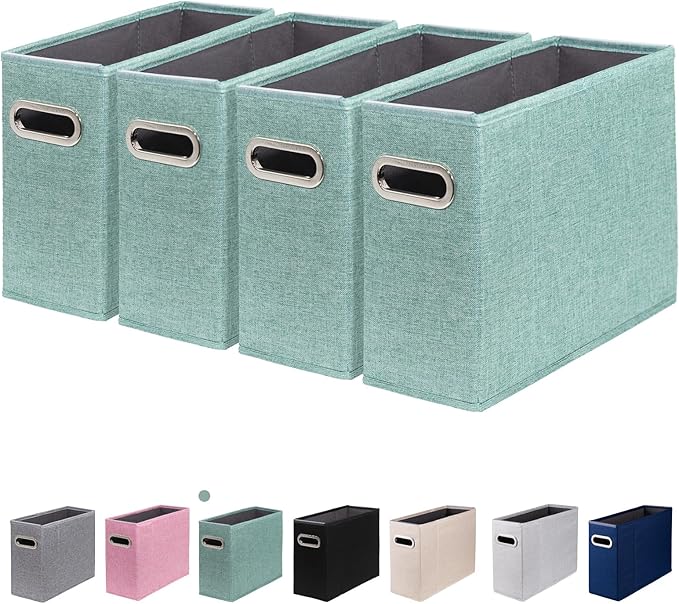 4 Packs Letter Size File Organizer, File Folders Organizer, Fabric Storage Box, Collapsible Paper Organizer with Metal Handle