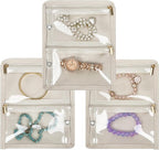Travel Jewelry Organizer Case,Small Jewelry Bags for Traveling, Jewelry Binder with 24 Pcs Clear Zipper Velvet Pouches (Inner
