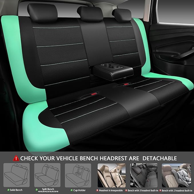 CAR PASS Leather Seat Covers, Breathable Universal Car Seat Cover Full Set for Cute Women Girly,Super 5mm Composite Sponge In