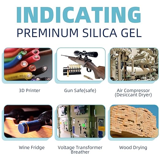 [Net Weight 24LBS] Blue Indicating Silica Gel Beads Desiccants - Rechargeable Desiccant Beads Silica Beads (Blue to Pink, 3