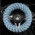 Fuzzy Winter Steering Wheel Covers for Women, Warm Cute Fluffy Car Wheel Cover for F150, Trucks, Jeep, Van, Soft Furry Auto Plush Large Car Handle Cover for Cold Weather, 15.2-16in, Blue