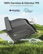 3W Floor Mats Fit for 2019-2025 2026 Chevy Silverado/GMC Sierra Denali 1500 & 2020-2025 2026 GMC Sierra 2500/3500 HD Crew Cab TPE All Weather Floor Liner, Fit For 2nd Row with Factory Carpeted Storage