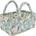 Small Storage Basket Organizer, Mini Fabric Floral Storage Baskets with Handle, Quilted Portable Collapsible Storage (F)