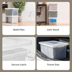 IRIS USA File Box, Plastic File Boxes With Lids, Document Organizer for Letter/Legal File, Document Box, Storage Bin For Hang