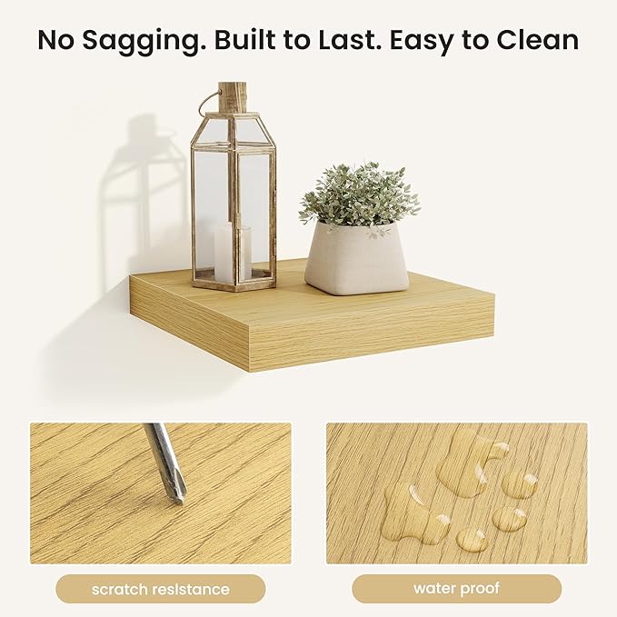 Fun Memories Rustic Wood Floating Shelves for Wall, Space-Saving Wall Mounted Shelves for Bathroom, Bedroom, Living Room and 