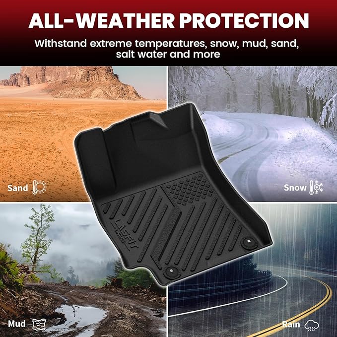 LASFIT Floor Mats & Cargo Mat for Hyundai Elantra 2020 2019 2018 2017, All Weather TPE Car Mats Custom Fit Floor Liners for Elantra 2017-2020, 1st and 2nd Rows & Trunk Mat, Black