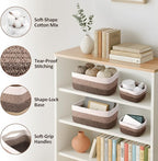 5-Pack Small Woven Rope Storage Baskets – 2 Sizes Organizer Bins for Closet, Shelf, Bookshelf, Nursery, Changing Table, Fabri
