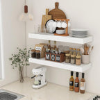 Deep Floating Shelves | 36 Inch White Floating Shelves Set of 2 | 12 Inch Deep Rustic Wood Shelves for Wall | 36" W x 12" D W