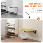 Foldable Floating Wall Shelves 20 inch, Bathroom Shelves Wall Mounted,12" Deep Wood Floating Kitchen shelves,Easy to Install 