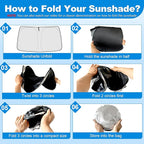 Windshield Sun Shade for 2024 2025 Toyo-ta Grand Highlander Accessories, Foldable Window Sunshade Sun Visor Protector, Front Windshield Sunshade Sun Shield Blocks UV Rays Heat