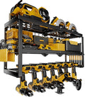 Power Tool Organizer Wall Mount, 7 Slots Cordless Drill Holder Storage Rack, Heavy Duty Battery Tools Holder with Shelf for C