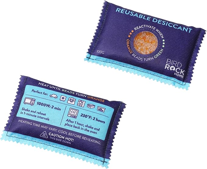 BIRDROCK HOME Reusable Desiccant Pack 100g (10-Pack) - Silica Gel Moisture Absorber & Humidity Control Packs for