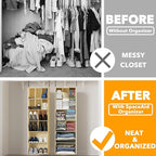 SpaceAid 2 Pack Hanging Closet Organizer and Storage with Dividers, 24 Compartments Hanging Shoe Shelves for Closet, Wardrobe