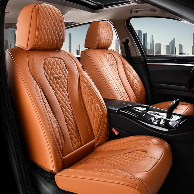 Coverado Car Seat Covers Full Set, Brown Seat Covers, Automotive Car Seat Cover, Car Seat Covers Front Seats Back Seat Covers