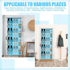 Windyun 40 over the Door Shoe Organizer Large Mesh Pocket Hanging Shoe Rack for Closet Sky Blue Nonslip Behind Door Storage H