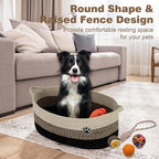 Optish Dog Toy Basket, Toy Box and Bin for Dog Cat Storage, 19.7" X 11" X 7.9" (30L) Large Woven Rope Basket for Blanket Stor