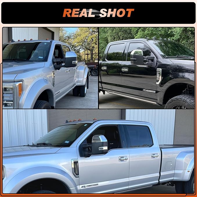 ACLONG Chrome Tow Mirror Cover Caps Left & Right Rearview Side Mirror Covers Compatible with Ford F250 F350 F450 Super Duty 2017-2024 Replaces HC3Z-17D743-AA-1 Pair