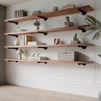 Industrial Pipe Wall Wood Shelves,Real Wooden Shelves 60" in Special Brown Color with 11.8" Extra Width, Modern Floating Shev