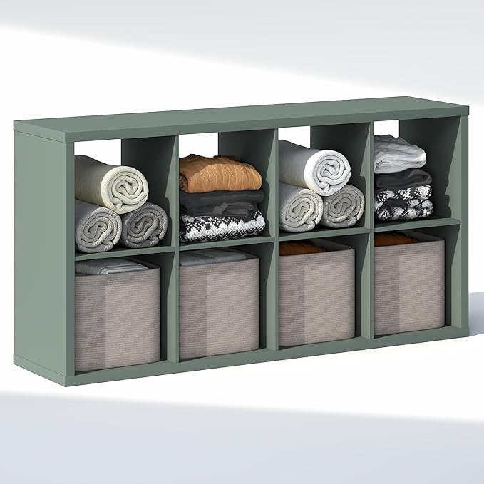 Furinno Cubic Closet Organizers and Storage, 8-Cube Closet Organizer, Open Shelf Closet Storage, Extra Thick Frame for Wardro