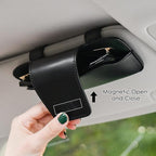Sunglass Holder for Car Visor, Car Sunglasses Holder Leather, Eyeglasses Holder Glasses Storage Case Visor Accessories