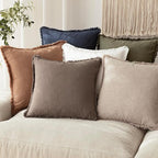 Foindtower Set of 2 Decorative Linen Fringe Throw Pillow Covers Farmhouse Cushion Cover with Tassels Soft Accent Pillowcase f